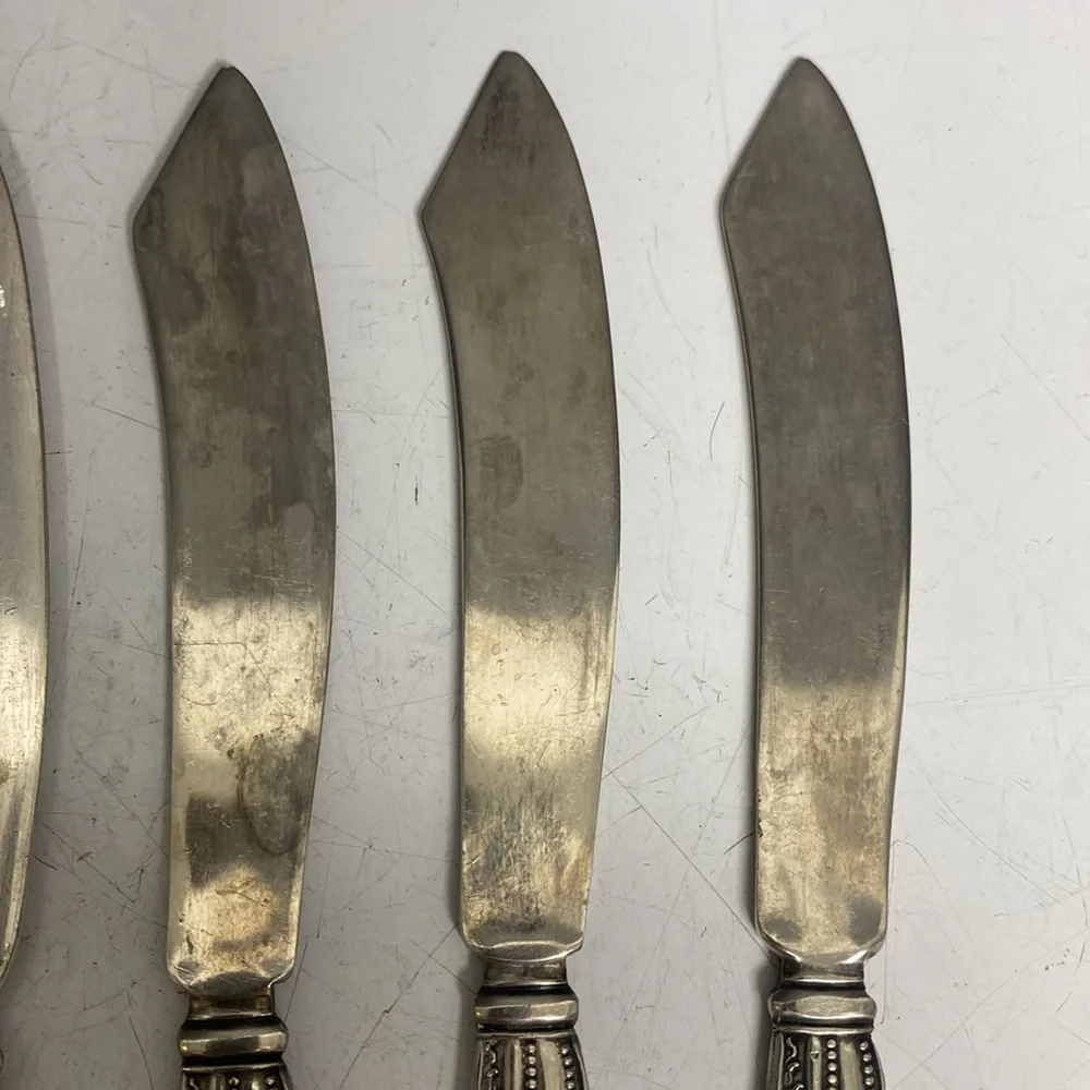 CINDERELLA Flat Handle Fruit Knives 1885 Silverplate Butter Knife